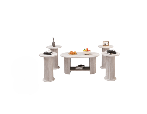 طقم طاولات خدمة بتصميم خشبي بألوان مختلفة