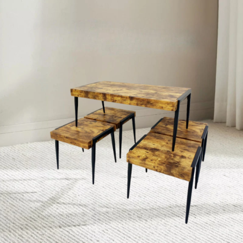 طقم طاولات خدمة 4+1 لون بني