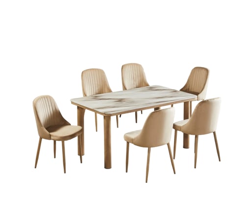 طاولة طعام رخام 6 كرسي أنيقة بلمسة من الفخامة