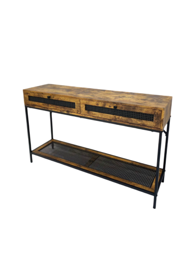 كنسول خشب وراتان 140 سم لون بني