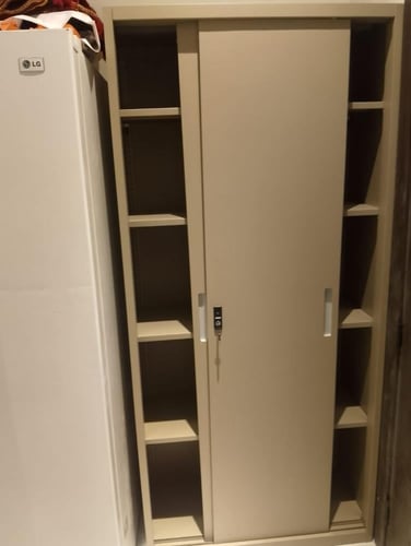 دولاب حديد مكتبي بأبواب منزلقة مقاس 85 سم