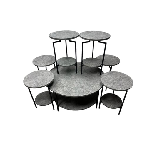 طقم طاولات خدمه خشب ومعدن 6+1