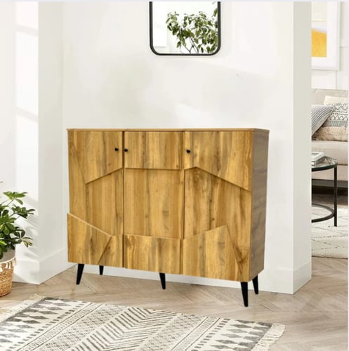 خزانة أحذية عصرية بتصميم هندسي 3 باب