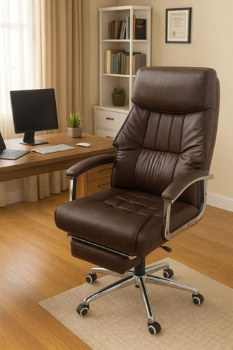 كرسي مكتبي بمسند قدم بتصميم عملي بألوان مختلفة