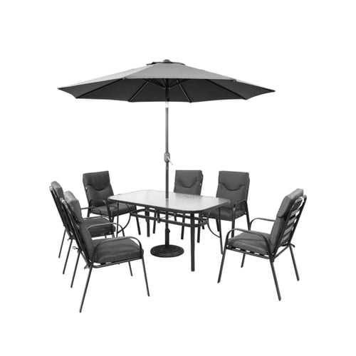 طقم طاولة و6 كراسي خارجية أنيقة وعملية