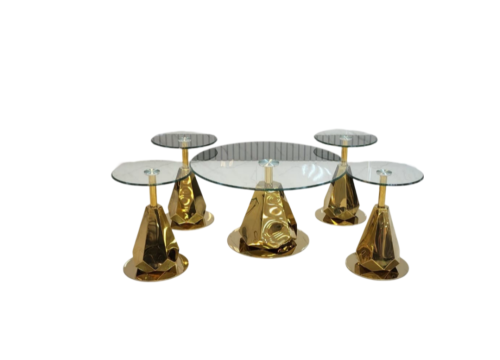 طقم طاولات خدمه زجاج واستيل