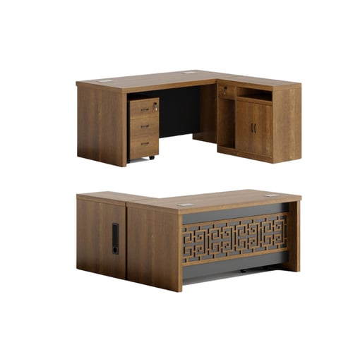 طاوله مكتب خشبي بلون بني بمقاسات مختلفه