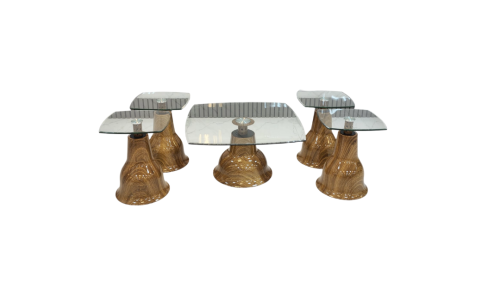 طقم طاولات خدمه زجاج ومعدن