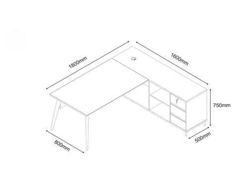 مكتب زاوية أنيق وعصري مقاس 180 سم