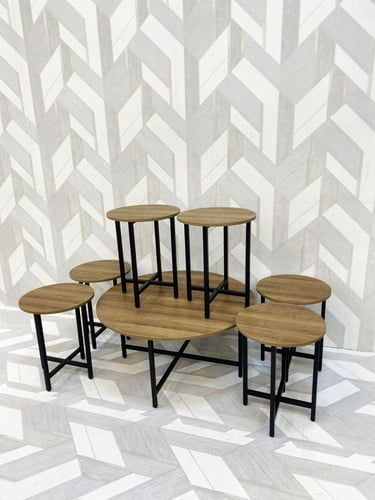 طقم طاولات خدمة عصري وأنيق 6+1