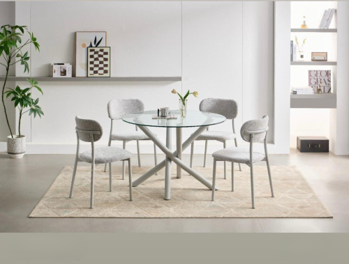 طاوله طعام زجاج بتصميم دائري 4,6,8 كرسي