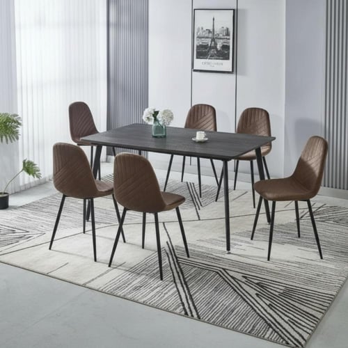 طاوله طعام خشبيه بتصميم حديث 6,4 كرسي