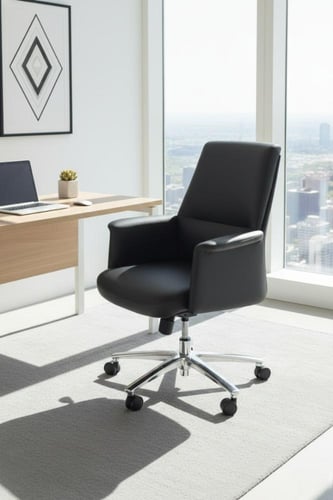 كرسي مكتبي بتصميم عملي بمقاسات مختلفه بلون أسود