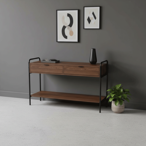 طاولة مدخل خشبية مع درجين مقاس 120 سم