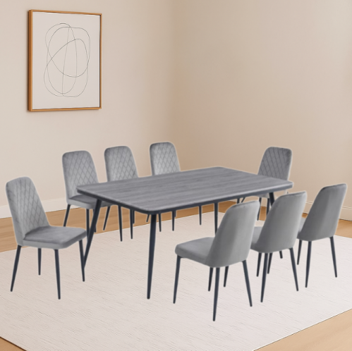 طقم طاولة طعام أنيق وعصري بـ 8 كراسي مخملية