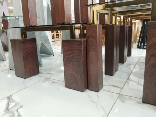 طقم طاولات خدمة بتصميم مستطيل زجاج 6+1