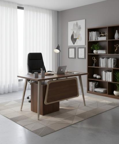 طاولة مكتب بتصميم كلاسيكي بلون شمباني بمقاسات مختل...