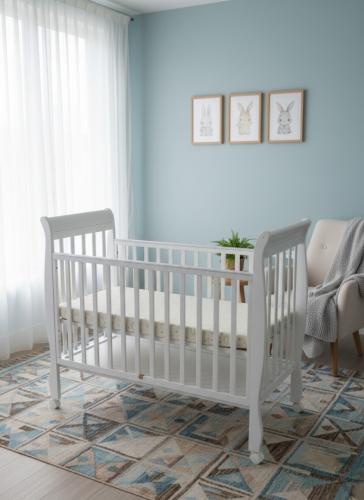 سرير اطفال يتميز بالبساطة بلون أبيض