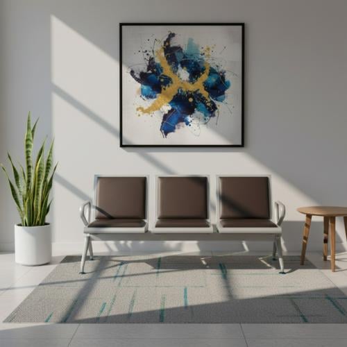 كنب مكتبي بتصميم هندسي 3 اشخاص بألوان مختلفه