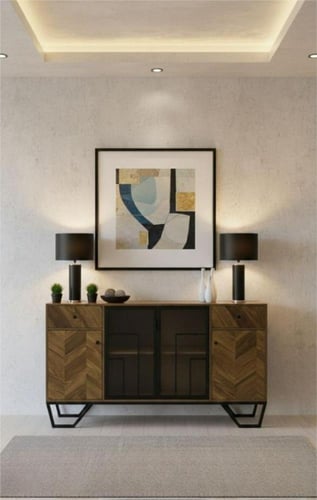 دولاب بوفية بتصميم هندسي بألوان مختلفة مقاس 160 سم