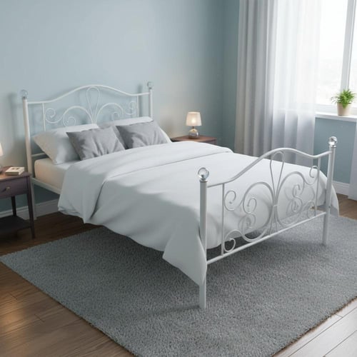 سرير معدني كلاسيكي بتصميم زخرفي أنيق 120*190 سم