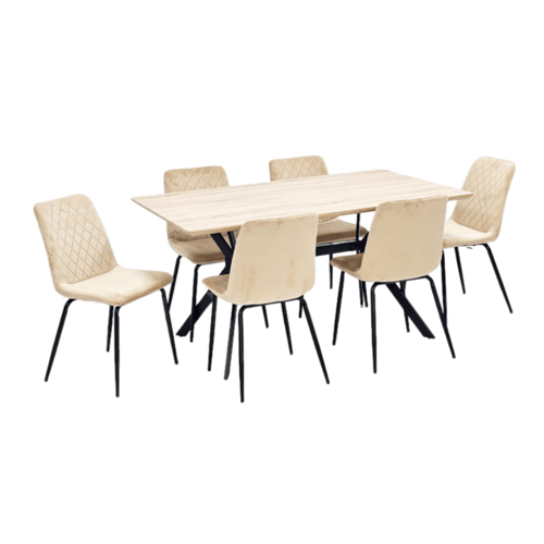 طاولة طعام خشب أنيقة وعصرية لـ 6 أشخاص