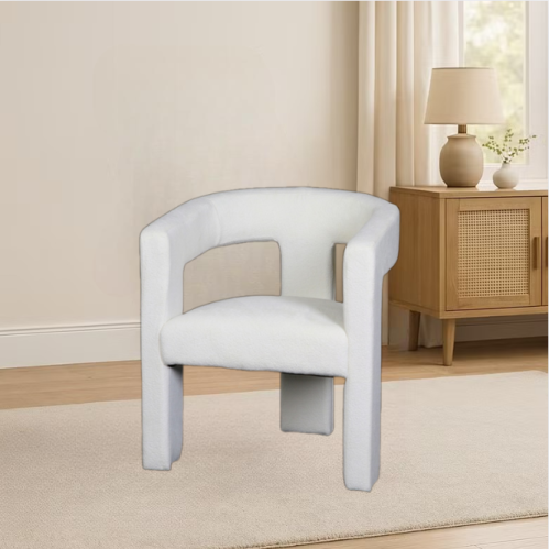 كرسي مفرد بوكليه بتصميم مودرن لون أبيض