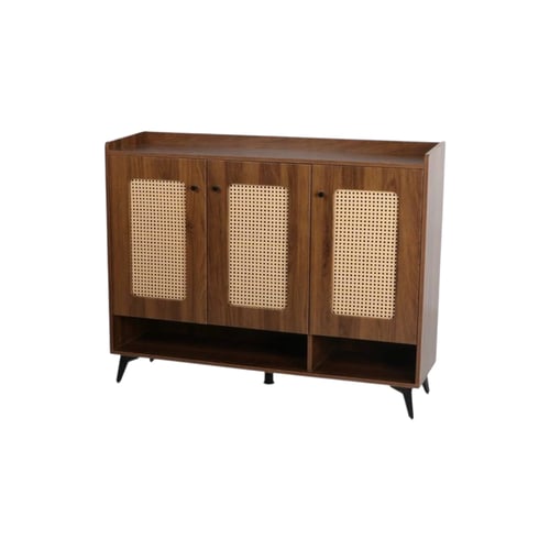 خزانة أحذية عصرية من الخشب والراتان الصناعي