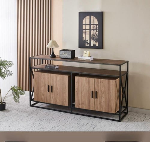 دولاب بوفيه عصري بتصميم مفتوح - لمسة صناعية أنيقة...