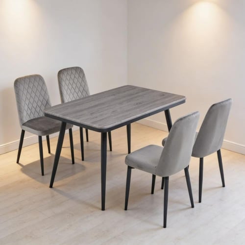 طقم طاولة طعام أنيق وعصري بـ4 كراسي مخملية