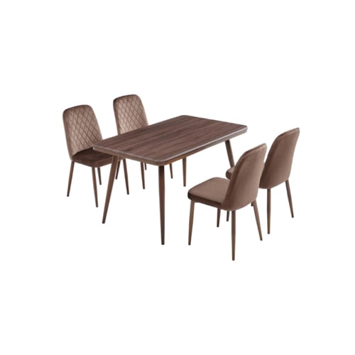 طقم طاولة طعام أنيق وعصري بـ4 كراسي مخملية