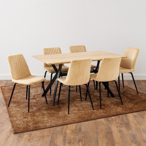 طاولة طعام خشب أنيقة وعصرية لـ 6 أشخاص