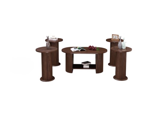 طقم طاولات خدمة بتصميم خشبي بألوان مختلفة