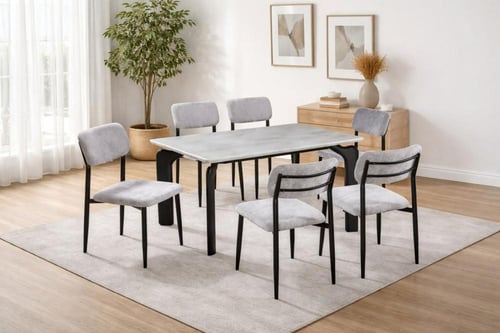 طاولة طعام رخام بتصميم أنيق 4,6,8,10 كرسي بلون رما...