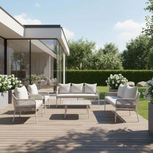 طقم جلسة خارجية 7أشخاص بتصميم أنيق بألوان مختلفة