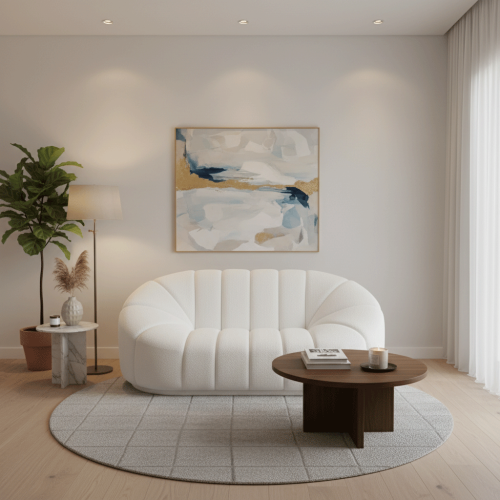 أريكة بيضاء عصرية بتصميم أنيق