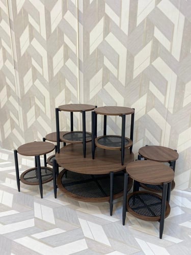 طقم طاولات خدمه 6+1خشب لون بني داكن