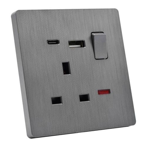 فيش 13 امبير USB رصاصي