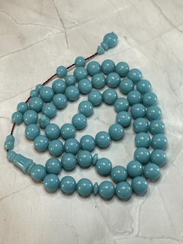 مسباح دومنه صب جديد سماوي – 46 خرزة دائرية 11 ملم – وزن 54 جم – مع شاهد سبير