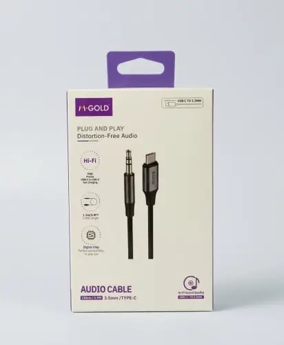 Audio cable 1.2 meters USB-C to AUX from M-GOLD