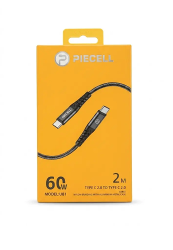 Charging cable 2 meters USB-C to USB-C braided nyl...
