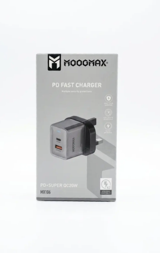 شاحن جداري بمنفذين USB-A و USB-C من MOOGMAX بمجموع...