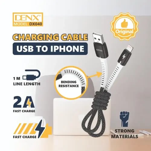 Charging cable 1 meter USB-A to LIGHTNING (iPhone...