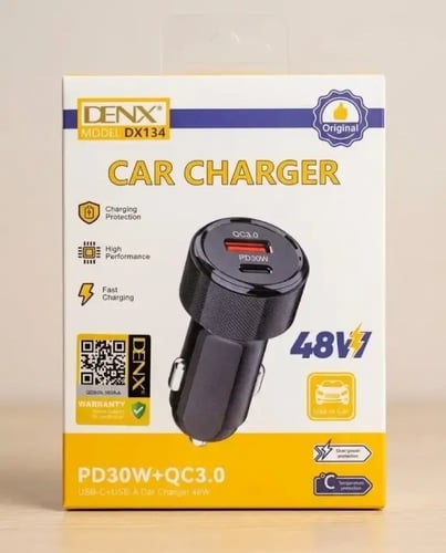 Car charger with two USB-A and USB-C ports from DE...