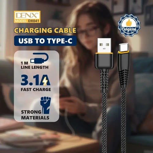 Charging cable 1 meter USB-A to USB-C braided from...