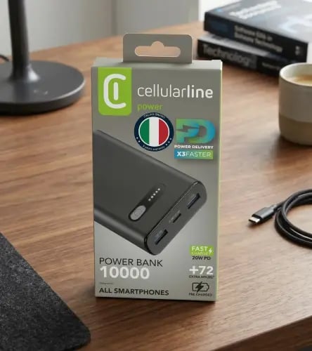 Portable battery with two USB-A ports and one USB-...