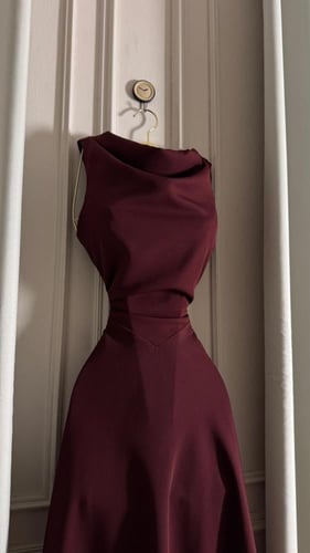 فستان RUBY FLOW انسيابي فاخر – خمري ملكي