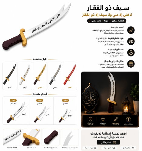 نموذج لسيف ذو الفقار 3D مقاس 30 cm