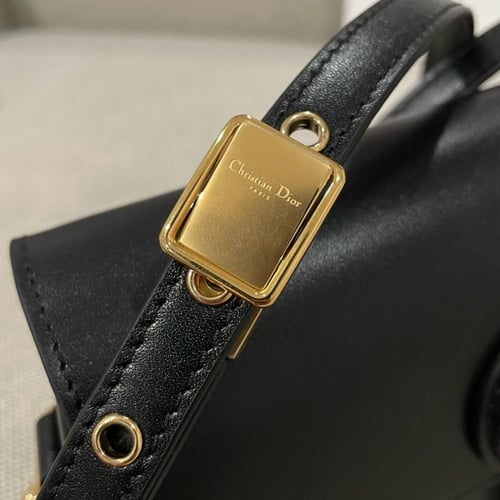 DIOR BOBBY EAST-WEST BAG Black Box Calfskin 21cm