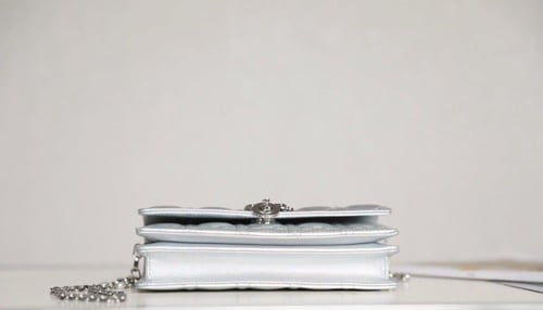 MISS DIOR MINI BAG Iridescent Metallic Silver-Tone...